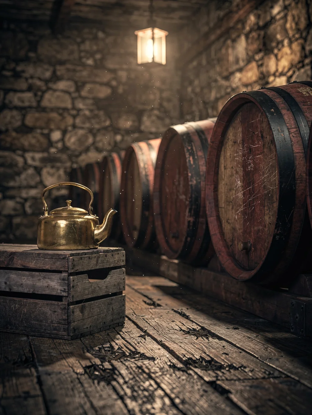 Oak balsamic vinegar barrels aging in Modena cellar
