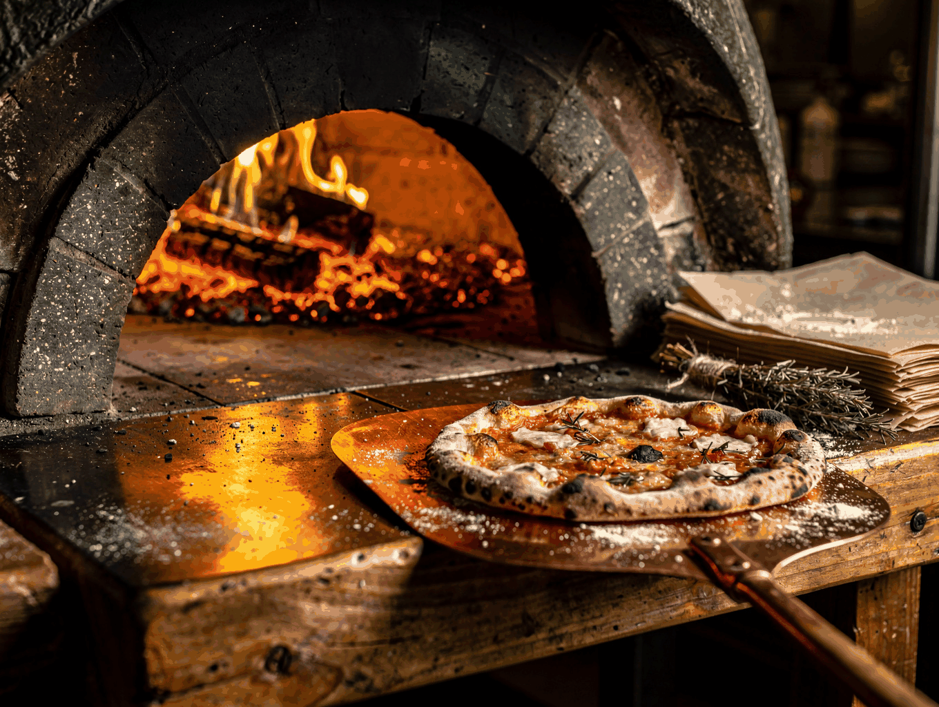 Wood-Fired Stone Hearth